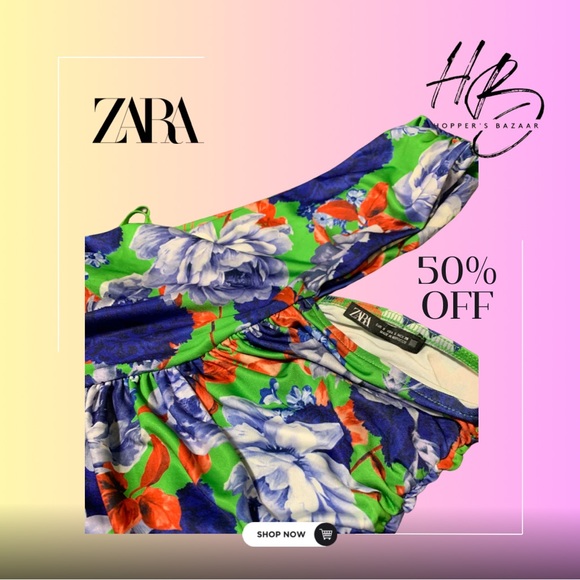 Zara Floral Asymmetric Bodysuit (USA S; EUR S) - Picture 2 of 6